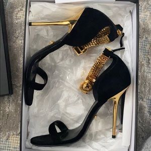 VERSACE SIGNATURE ANKLE STRAP SANDALS - 38.5 / 8.5